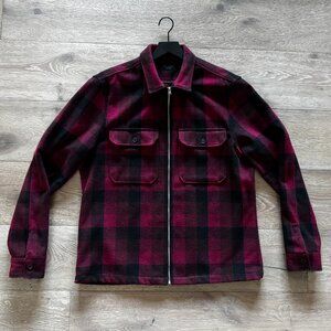 All Saints AllSaints Wool Plaid Zip Jacket Red Black XL XX-Large $585